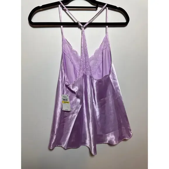 Brand New Flora Women's Size Medium Purple Orchid Satin Sleepwear Set 2 Piece - Picture 11 of 11
